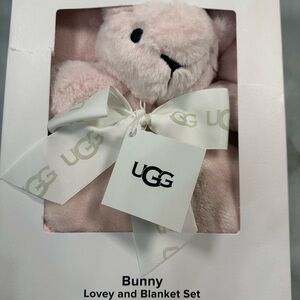 UGG Pink Bunny Lovey and Blanket Set